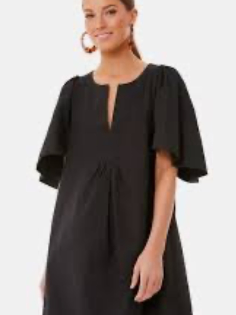 Pomander Place Black Flutter-Sleeve Shift Dress